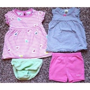 Lot of 4 Girl's Size 6 M 3-6 Months 2 Heart Dress Sets, Circo, Carter's Old Navy